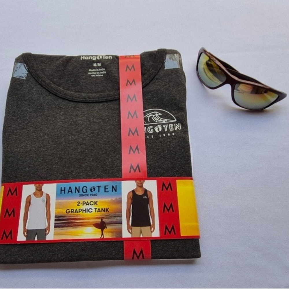 HANG TEN Men's Graphinc Tank Color DARK GRAY/WHITE. Size MEDIUM.